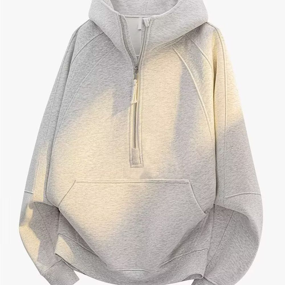 Men's Stylish Hooded Sweatshirt Jacket with Half Zipper Loose Fit Casual Style