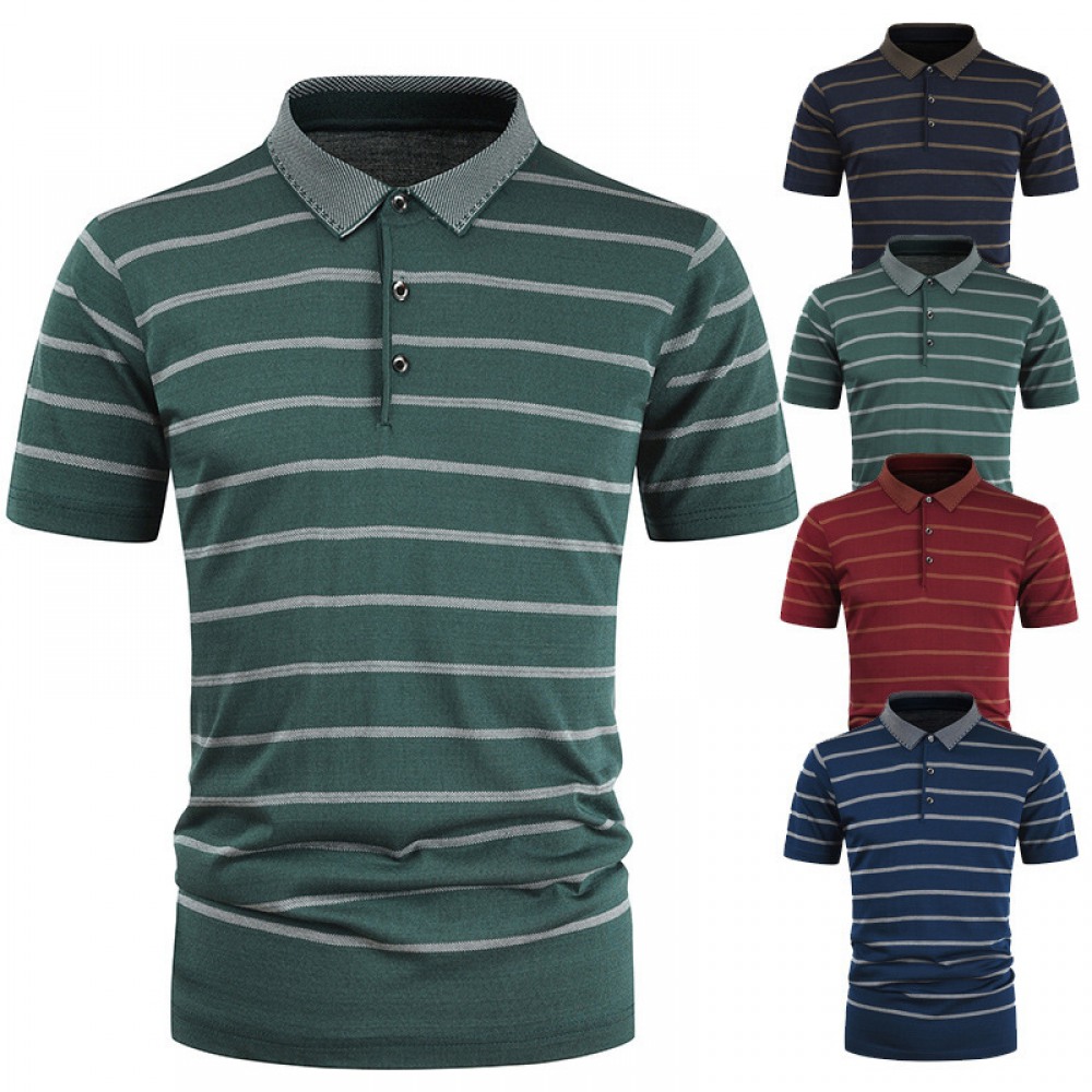 Men's Casual Fashion Striped T-Shirt Hot Sale Short Sleeve
